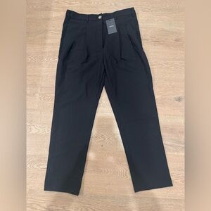 Women's Black Pleated High-Rise Trousers